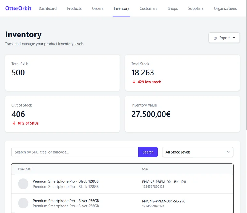 Weitere Ansicht der Benutzeroberfläche